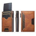 SUTENI Card Slot Wallet  Faux Leather Card Box Pressing The Button Automatically Ejects The Card