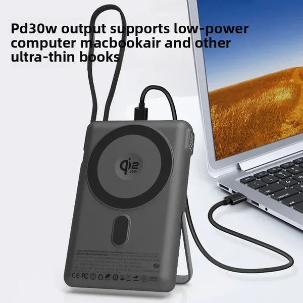 Qi2.2 25W Wireless + PD30W Power Bank 10000mAh with MagSafe, Fast Charging Battery Pack, Charger for iPhone 17/16, Samsung S26