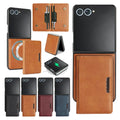 Leather Case For Samsung Galaxy Z Flip 7 6 5 4 3 Flip7 Flip6 Flip5 Wireless Charging 2 In 1 Magnetic Cards Bag Phone Cover