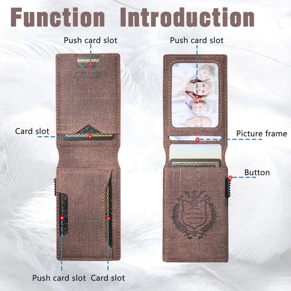 SUTENI Faux Leather For Men Wallet Card Slot Wallet Flip Cover Card Box Pressing The Button Automatically Ejects The Card