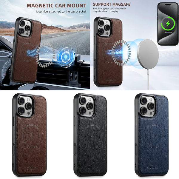 SUTENI Wireless Charging Phone Case Luxury PU Leather Magnet For iPhone 17 Pro Max 16 Plus 15 14 13 12