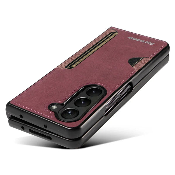 Leather Case For Samsung Galaxy Z Fold 7 6 5 4 3 ZFold7 Fold7 Fold6 Fold5 Fold4 Fold3 Card Slots Cards Holder Phone Cover