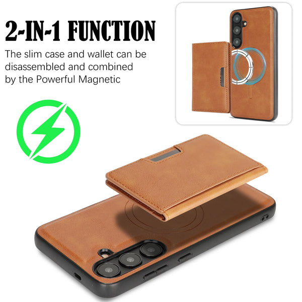 2 in 1 Leather Case For Samsung Galaxy A37 A57 A17 A14 A15 A34 A36 A53 A55 A16 A26 A35 A52 A54 A56 4G 5G Card Slot Phone Cover