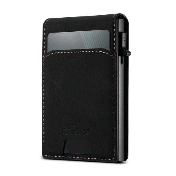 SUTENI Magnetic Card Holder Wallet Leather Holder Bracket Wallet For Men Pressing the Button Automatically Ejects the Card