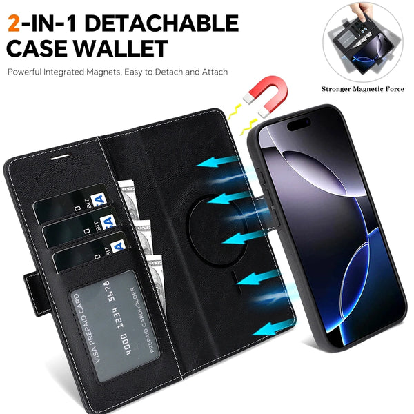 2in1 50% off luxury Leather Wallet magnetic Flip back Case For iPhone 17 Promax Air 16 Pro Max 15 Plus 14 13 12  For Samsung Galaxy S25 S26 Ultra S24 Plus S23  S24   for Google Pixel 9 10 Pro XL 9A10A 9Pro 10Pro XL