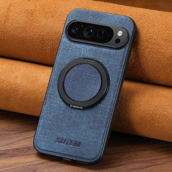 Faux Leather Magnet Wireless Charging Phone Case 360° Rotating Stand Ring Buckle Frosted Feel For Google Pixel 10 Pro XL 9 8A 7