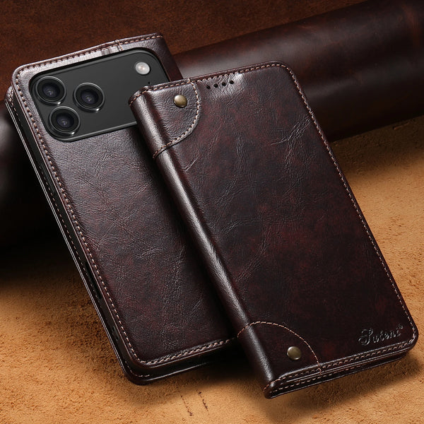 SUTENI Durable Faux Leather Card Holder Stand Wallet Magnet Flip Cover Phone Case For iPhone 17 Pro Max 16 Plus 15 14 13 12