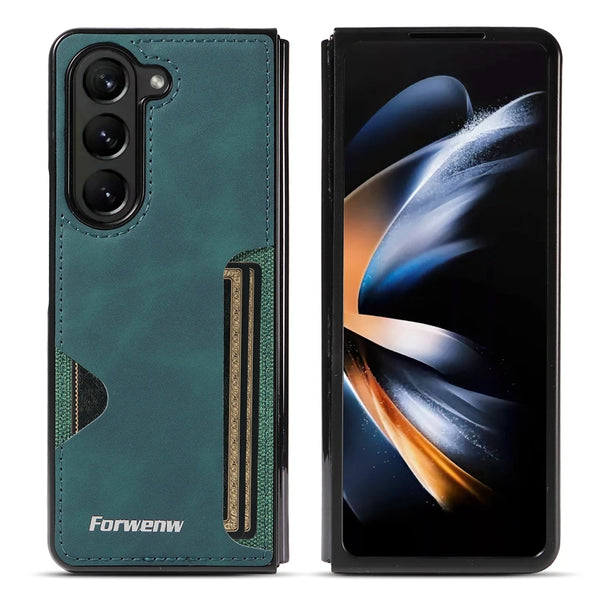 Leather Case For Samsung Galaxy Z Fold 7 6 5 4 3 ZFold7 Fold7 Fold6 Fold5 Fold4 Fold3 Card Slots Cards Holder Phone Cover
