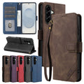 Flip Leather Case for Samsung A05s A15 A35 A55 A06 A16 A26 A36 A56 A07 A17 A37 A57 4G 5G Card Slots Phone Cover With Hand Strap