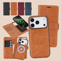 2 in 1 Leather Case For iPhone 17 Air 16 Promax Air 15 Pro Max 14 Plus 17pro 16pro PM Wireless Charging Card Slots Phone Cover