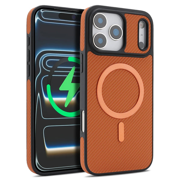 Carbon Fiber Pattern Magsafe Phone Case For Iphone 17 Air 16 Promax 15 Pro Max 14 Plus 13 12 16e Wrieless Charging Phone Cover