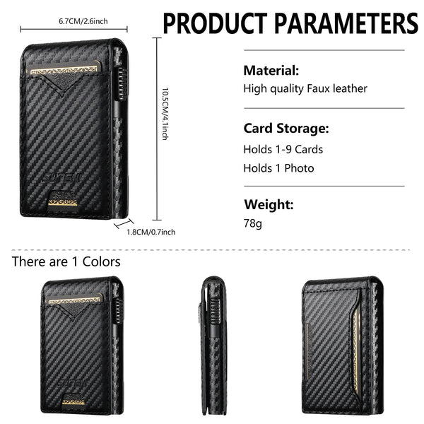 SUTENI Faux Leather For Men Wallet Card Slot Wallet Flip Cover Card Box Pressing The Button Automatically Ejects The Card