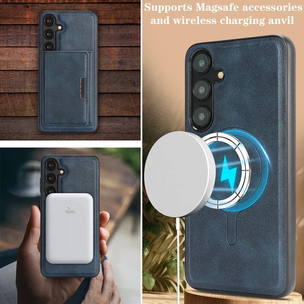2 in 1 Magnetic Case For Samsung Galaxy A14 A15 A16 A34 A35 A36 A52 A53 A54 A55 A56 5G 4G 7 Card Slots Holder Phone Case