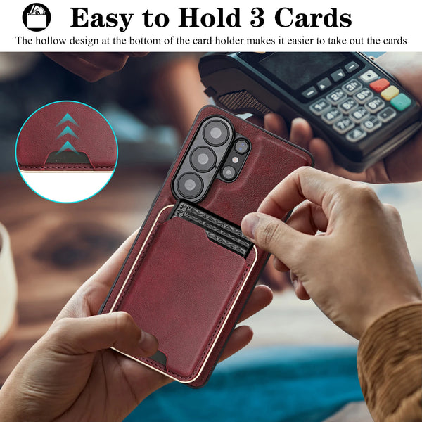 2 in 1 Leather Case for Samsung Galaxy S26 S25 Ultra S24 Plus S23 S26U S25U Wireless Charging Ultra Thin Card Slots Phone Cover
