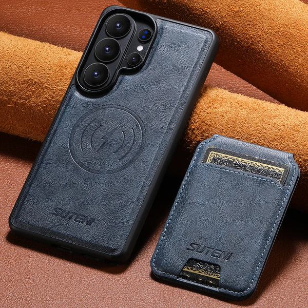 Wireless Charging Magnet Faux Leather Phone Case Card Holder Stand Smooth Surface Wallet 2-in-1 For Samsung Galaxy S26 Ultra S25