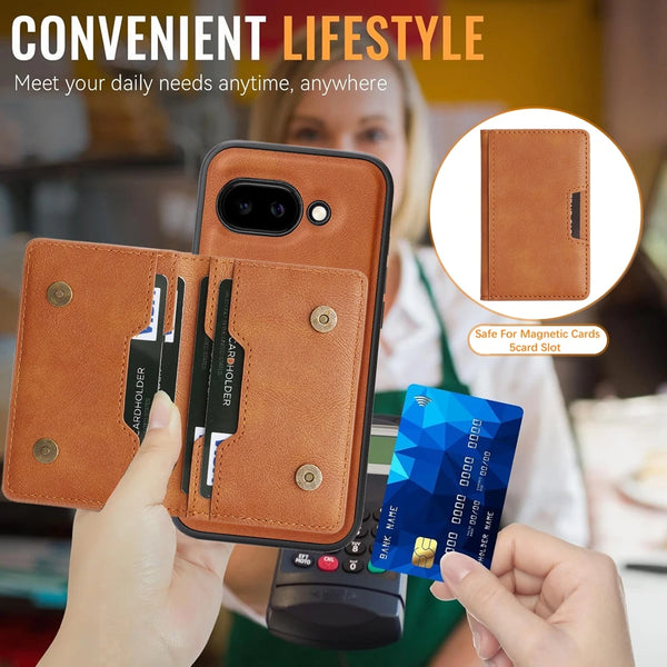 2 in 1 Magnetic Leather Case for Google Pixel 9 10 Pro 9A 9pro 10Pro XL Card Slots Cards Holder Wireless Charging Phone Cover