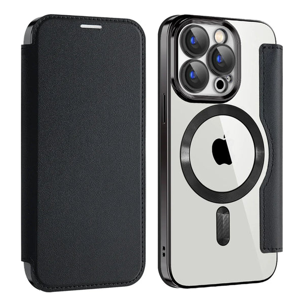 Flip Leather Cover Card Slots Magsafe Phone Case for IPhone 16 14 12 13 15 Pro Max Plus Magnetic Wireless Charging Wallet Case