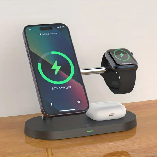 3 in 1 Wireless Charger Stand For iPhone 12/13/14/15/16/17 Fast Charging Station for Apple Watch 10 9 8 7 6 5 4 Airpods 2 3 Pro