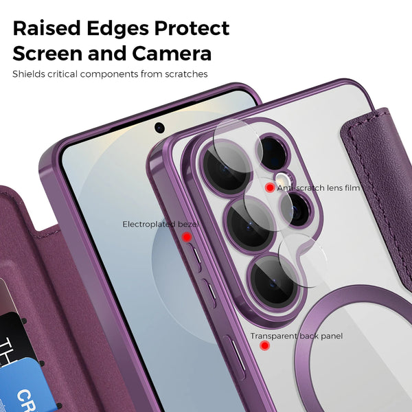 Leather Flip Case for Samsung Galaxy S26 S25 S24 S22 S23 Fe Plus Ultra S25U Card Holder Magnetic Camera Protection Phone Cover