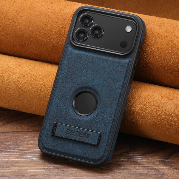 SUTENI Luxury Faux Leather Phone Case Frosted Feel Stand Magnet Wireless Charging For iPhone 17 Pro Max 16 Plus 15 14 13 12