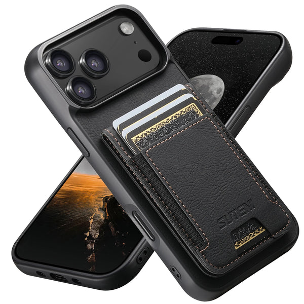 SUTENI brand Wallet Kickstand Leather Card Holder Cover For iPhone 17 16 15 14 13 12 11 Pro Plus X Xs XR Max Phone Case