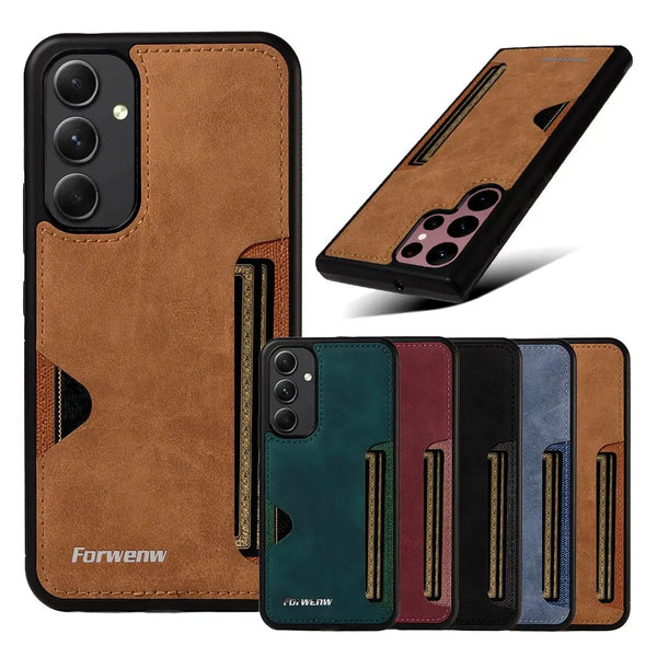 Leather Case for Samsung Galaxy A14 A15 A16 A17 A23 A24 A25 A35 A36 A53 A54 A55 A56 A71 A72 A73 4G 5G Card Slots Phone Cover