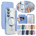 Flip Case for Samsung Galaxy A15 A16 A17 A35 A36 A55 A05 A05S A06 A07 A56 A26 4G 5G Wireless Charging Card Slots Phone Cover