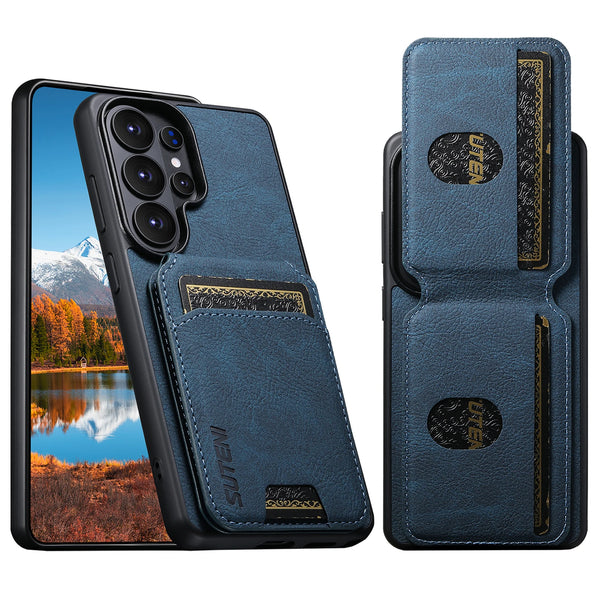 SUTENI Luxury Faux Leather Stand Card Holder Phone Case Feel For Samsung Galaxy S26 Ultra S25 Plus S24 S23