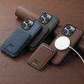 Suteni 2-in-1 Magnetic MagSafe Wireless Charging Case Luxury PU Leather Case for iPhone 17 Pro Max 16 Plus 15 14 13 12