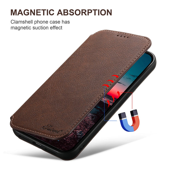 SUTENI Compatible Wireless Charging Leather Phone Case For iPhone 12 13 14 15 16 Plus 17 Pro Max Flip Cover Wallet Card Holder