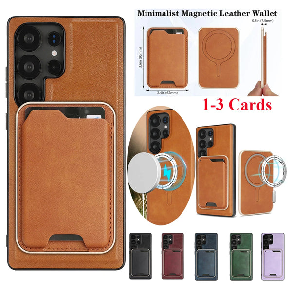 2 in 1 Magnetic Leather Case for Samsung S25 Ultra Edge S24 Plug 23 S25Ultra S25U S24U S23U 5G Thin Cards Slots Bag Phone Cover