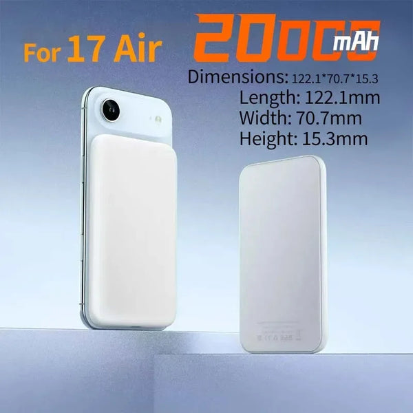 20000mAh Magnetic Power Bank PD 22.5W Wireless Fast Charger For Magsafe Portable Auxiliary Battery For iPhone Air 17