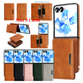 2 In 1 Magnetic Leather Case For Samsung Galaxy Z Flip 7 6 5 4 3 Cards Holder Card Slots Kickstand Wireless Charging Phone Cover