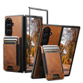 SUTENI Luxury Faux Leather Oil Wax Smooth Surface Phone Case Card Holder Stand For Samsung Galaxy Z Fold 7 6 5