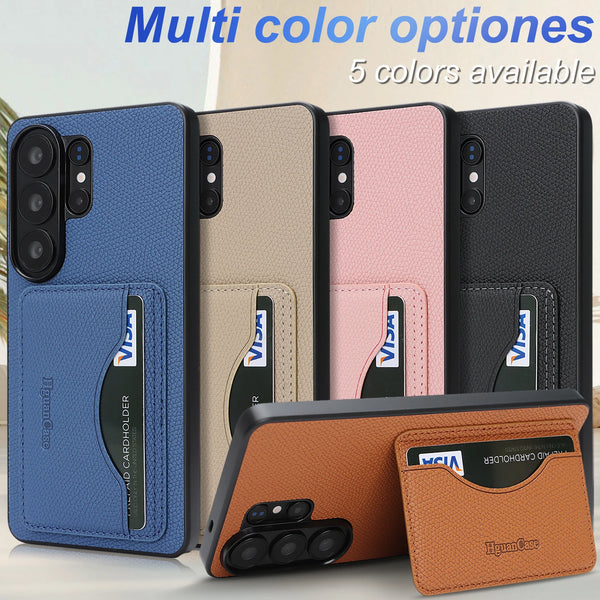 Card Slots Leather Case for Samsung Galaxy S26 Ultra S25 Plus S24 S23 S26U S25U S24U S23U Cards Holder Kickstand Phone Cover