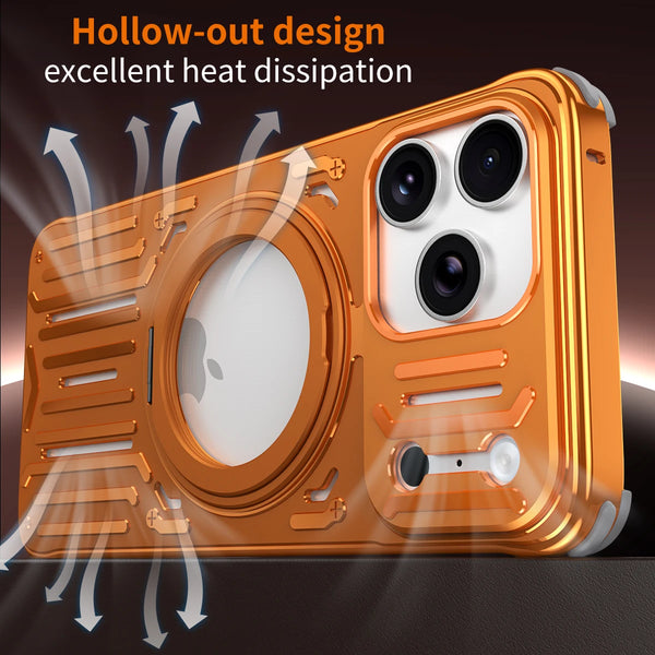 Heat Dissipation Rotating Stand for Magsafe Phone Case for IPhone 17AIR Pro Max 16 15 Pro Metal Mechanical Arm Hollow Out Funda