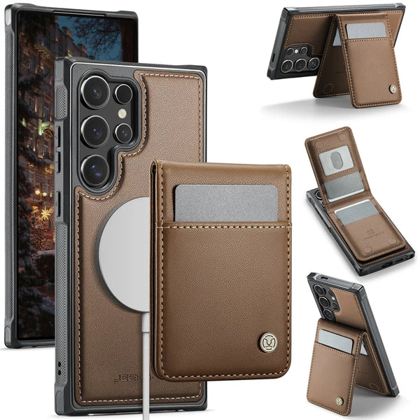 Magnetic Flip Leather Phone Case for Samsung Galaxy S26 Ultra S25 FE S24 Plus S23 S22 S21 Note 20 10 Magsafe Wallet Cards Cover