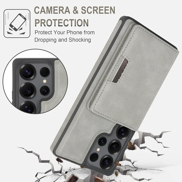 2 In 1 Leather Phone Case for Samsung Galaxy S25 Ultra S24 Plus S23  S25U S24U S23U Magnetic 5 Cards Holder Slots Phone Cover