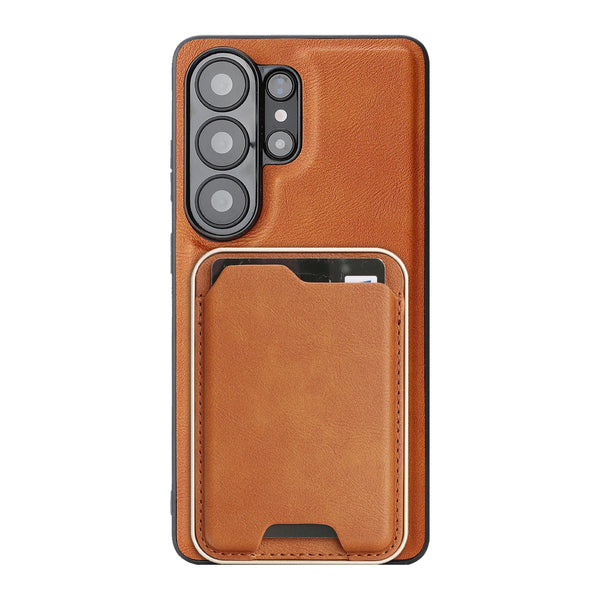 2 in 1 Leather Case for Samsung Galaxy S26 S25 Ultra S24 Plus S23 S26U S25U Wireless Charging Ultra Thin Card Slots Phone Cover