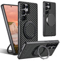 Suteni Mobile Phone Case Wireless Charging 360° Rotating Stand Faux Leather Ring Buckle For Samsung S26 Ultra S25 S24 S23 S22