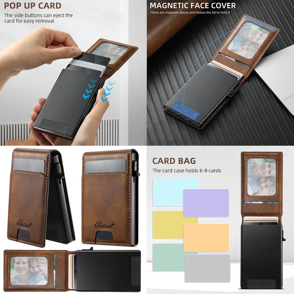 SUTENI Wallet For Men Phone Case Card Holder Leather Magnetic Pocket Cover Wireless Charging For iPhone 12 13 14 16ProMax 15Plus