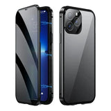 360 ° Full Protection Metal Magnetic Double-Sided Glass Snap Lock Privacy Case For iPhone 17 16 15 14 Plus 13 12 11 Pro Max 16E