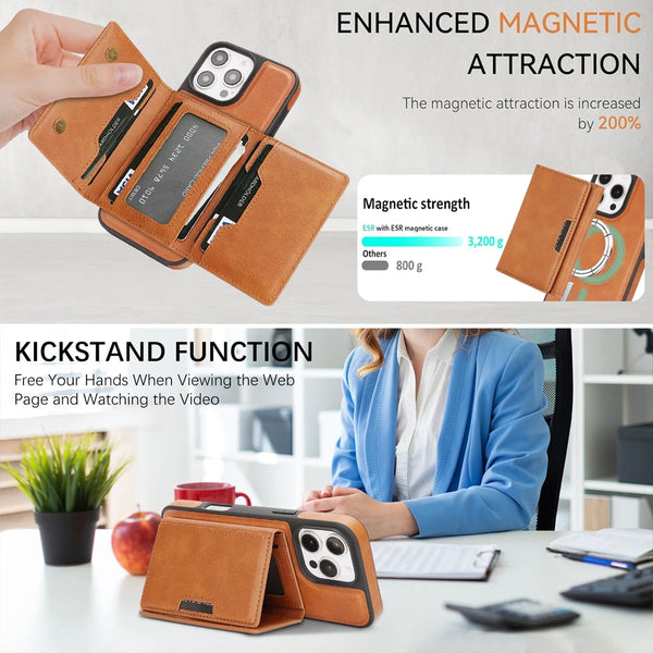 Magnetic Leather Wallet Case for iphone 16 Promax 17 Air 15 Pro Max 14 Plus 13 PM 12 Wallet 7 Cards Slots holder phone Cover