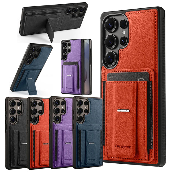 Card Slots Phone Case for Samsung Galaxy S26 Ultra S25 Plus S24 S23 S22 Fe S26U S25U Kickstand Card Holder Phone Back Cover