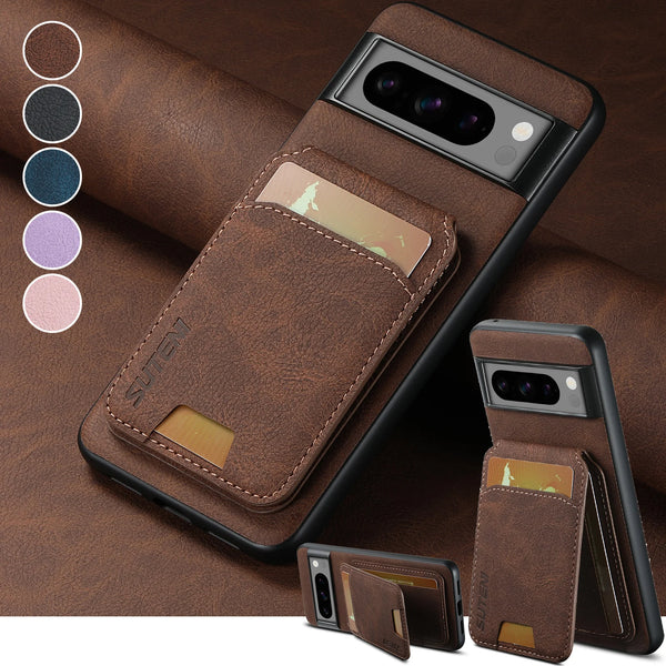 SUTENI Luxury Faux Leather Stand Card Holder Phone Case Frosted Feel For Google Pixel 9XL 8Pro 7A 6