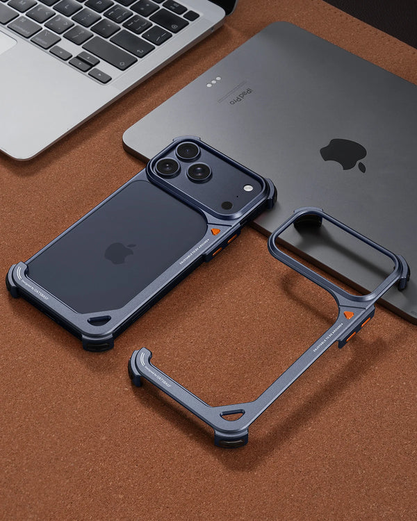 Oatsbasf Metal Frameless Phone Case for iPhone 17 Pro Max 9 Shape Phone Cover Slim Bumper Bare Phone Feel Shell for iPone 17 Pro