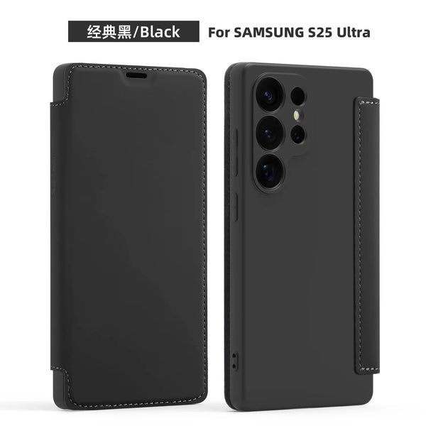 Soft Silicone Flip Case for Samsung Galaxy S25 Ultra S24 Plus S23 S22 S25U S24U S23U Cards Holder Card Slots Phone Case