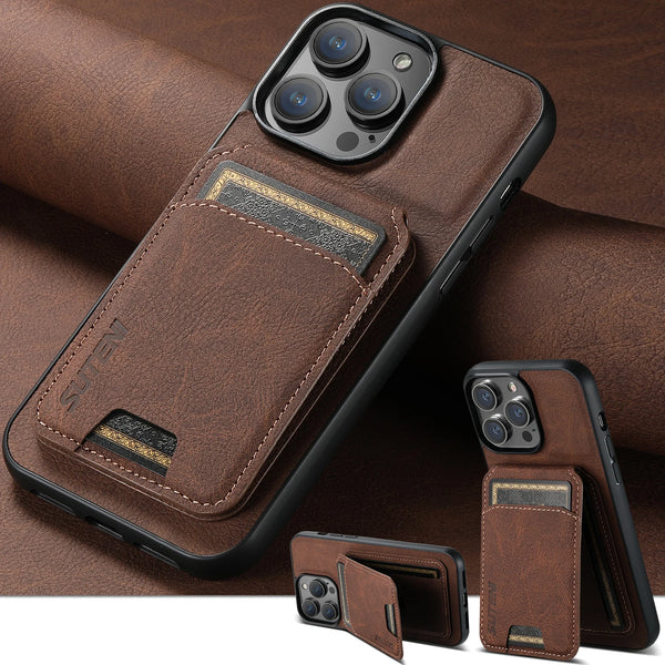 SUTENI Card Holder Card Cover Mobile Phone Case Luxury PU Leather Phone Holder For iPhone 16ProMax 15Plus 14 13 12 11 XR X