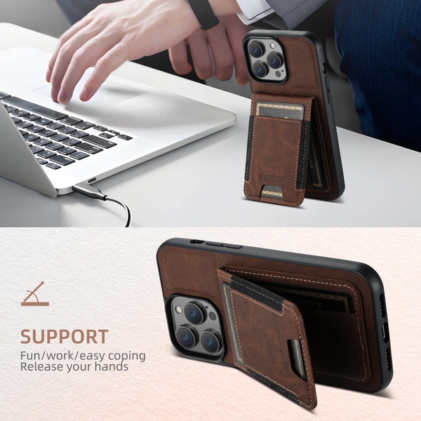 SUTENI Phone holster with card Wallet phone case PU leather For iPhone 17 Pro Max 16 15 Plus 13 12 11 XR Black/blue/brown