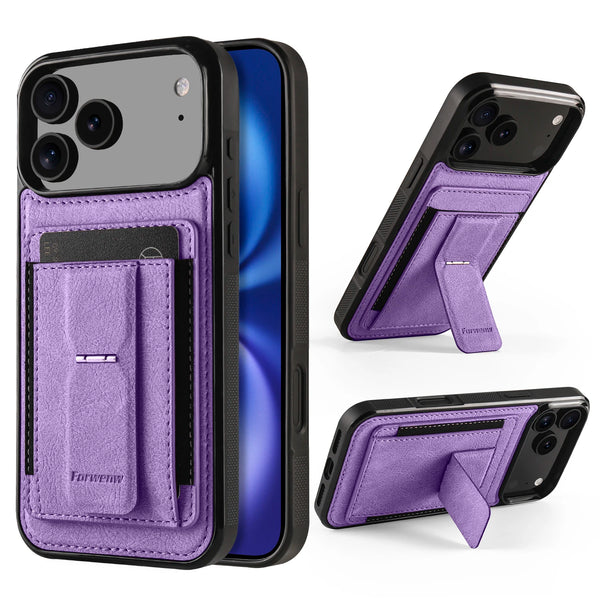 Card Slots Phone Case for Iphone 17 Promax Air 16 16e Pro Max 15 Plus 14 13 12 Mini Kickstand Card Holder Phone Back Cover